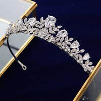 European Brides Crown Zircon Brides Tiara Leaves Crystal Hairbands asw1676