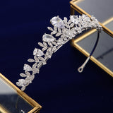 European Brides Crown Zircon Brides Tiara Leaves Crystal Hairbands asw1676