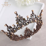 Bavoen Black Baroque Brides Tiara Crown Black Crystal Hairbands Wedding Hair Accessorieses