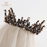 Bavoen Black Baroque Brides Tiara Crown Black Crystal Hairbands Wedding Hair Accessorieses