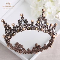 Bavoen Black Baroque Brides Tiara Crown Black Crystal Hairbands Wedding Hair Accessorieses