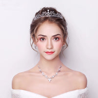 Elegant Prom Leaves Zircon Tiara Brides Headbands Silver Plated Crystal Evening Hair Accessories Wedding Hair Jewelry