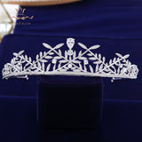 Elegant Prom Leaves Zircon Tiara Brides Headbands Silver Plated Crystal Evening Hair Accessories Wedding Hair Jewelry