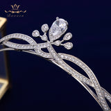 Bridal Clear Zircon Crystal Hairbands Silver Tiara Crown Wedding Hair Accessories