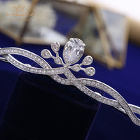 Bridal Clear Zircon Crystal Hairbands Silver Tiara Crown Wedding Hair Accessories