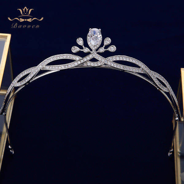 Bridal Clear Zircon Crystal Hairbands Silver Tiara Crown Wedding Hair Accessories