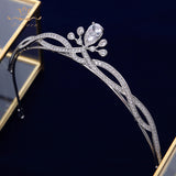 Bridal Clear Zircon Crystal Hairbands Silver Tiara Crown Wedding Hair Accessories