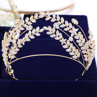 Gold Princess Brides Hairbands Baroque Zircon Brides Tiaras Hairbands Clear Crystal Wedding Hair Accessories