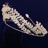 Gold Princess Brides Hairbands Baroque Zircon Brides Tiaras Hairbands Clear Crystal Wedding Hair Accessories