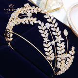 Gold Princess Brides Hairbands Baroque Zircon Brides Tiaras Hairbands Clear Crystal Wedding Hair Accessories