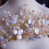 Full Handmade Freshwater Pearls Bridal Tiaras Crowns Crystal Brides Tiaras Wedding Hair Accessory Evening Hair Jewelry