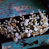 Full Handmade Freshwater Pearls Bridal Tiaras Crowns Crystal Brides Tiaras Wedding Hair Accessory Evening Hair Jewelry