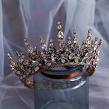 Black Baroque Crystal Brides Round Tiaras Crowns Headpieces Wedding Hair Accessory asw5937