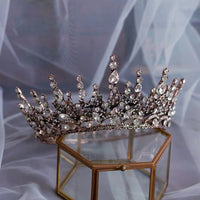 Black Baroque Crystal Brides Round Tiaras Crowns Headpieces Wedding Hair Accessory asw5937