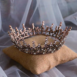 Black Baroque Crystal Brides Round Tiaras Crowns Headpieces Wedding Hair Accessory asw5937