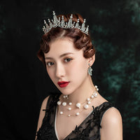 Black Baroque Crystal Brides Tiaras Crowns Headpieces Wedding Hair Accessory asw6002