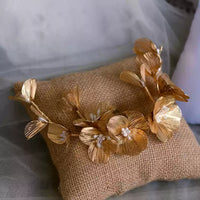 Elegant Gold Flower Bridal Barrettes Hairbands Crystal Brides Hairpins Brides Hair Accessory