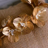 Elegant Gold Flower Bridal Barrettes Hairbands Crystal Brides Hairpins Brides Hair Accessory