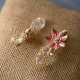 Sweet Pink Flower & Crystal Brides Hairpins Pearls Hairgrips Wedding Hair Accessory asw6918