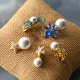 Sweet Blue Pearls & Crystal Brides Hairpins Flower Hairgrips Head Wear Wedding Hair Accessory asw6920