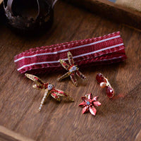 Red Wine Butterfly Brides Hairpins Crystal Hairgrips Bridal Hairbands Wedding Hair Accessory asw6923