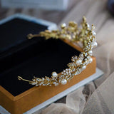 Baorque Gold Crystal Bridal Tiaras Crowns Pearls Wedding Crystal Headpieces Evening Hair Jewelry asw6962