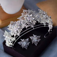 Golden Pearls Crystal Tiaras Crowns Headpieces with Earring Wedding Hair Accessory asw7125