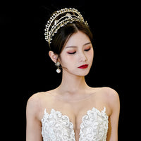 Golden seperatable Crystal Tiaras Crowns Headpieces Wedding Hair Accessory asw7237