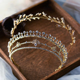 Golden seperatable Crystal Tiaras Crowns Headpieces Wedding Hair Accessory asw7237