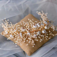 Gorgeous Gold Flower Rhinestone Bridal Barrettes Headdress asw7371