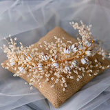 Gorgeous Gold Flower Rhinestone Bridal Barrettes Headdress asw7371