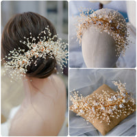 Gorgeous Gold Flower Rhinestone Bridal Barrettes Headdress asw7371