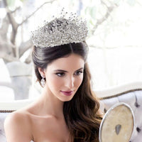 Sparkling Crystal Tiaras Crows Headpieces set Wedding Hair Accessory