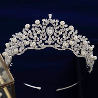 Cubic Zircon Crystal Tiaras Crowns Headpieces Wedding Hair Accessory