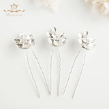 3 pics/lot Elegant Women Silver Hair Clips European Crystal Hairpins Hairbands Wedding Hair Accessory