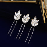 3 pics/lot Elegant Women Silver Hair Clips European Crystal Hairpins Hairbands Wedding Hair Accessory