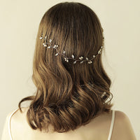 Brides Pearls Hairbands Gold Wedding Hair Accessories Bridal Handmade Flower Hair Jewelry