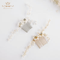 Gold/Silver Pearls Brides Hair Combs Silver Hair Sticks Evening Head Wear Wedding Hair Accessories