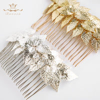 Gold/Silver Leaves Brides Hair Combs Hair Sticks Evening Head Wear Wedding Hair Accessories