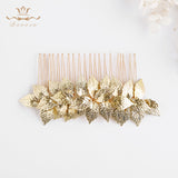 Gold/Silver Leaves Brides Hair Combs Hair Sticks Evening Head Wear Wedding Hair Accessories