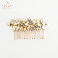 Gold/Silver Leaves Brides Hair Combs Hair Sticks Evening Head Wear Wedding Hair Accessories