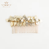 Gold/Silver Leaves Brides Hair Combs Hair Sticks Evening Head Wear Wedding Hair Accessories