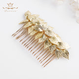 Gold/Silver Leaves Brides Hair Combs Hair Sticks Evening Head Wear Wedding Hair Accessories