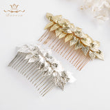 Gold/Silver Leaves Brides Hair Combs Hair Sticks Evening Head Wear Wedding Hair Accessories