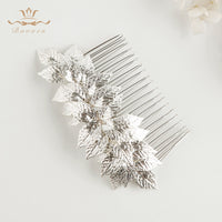 Gold/Silver Leaves Brides Hair Combs Hair Sticks Evening Head Wear Wedding Hair Accessories