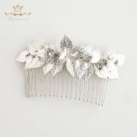 Gold/Silver Leaves Brides Hair Combs Hair Sticks Evening Head Wear Wedding Hair Accessories