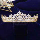 Top Quality Gold Sparkling Zircon Brides Tiaras Crown Bridal Hairbands Headpiece Wedding Hair Accessories