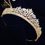 Top Quality Gold Sparkling Zircon Brides Tiaras Crown Bridal Hairbands Headpiece Wedding Hair Accessories