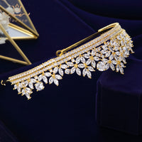 Top Quality Gold Sparkling Zircon Brides Tiaras Crown Bridal Hairbands Headpiece Wedding Hair Accessories